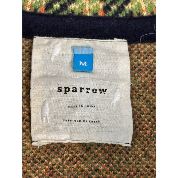 Sparrow Navy Blue Green Plaid 100% Wool Double Breasted Cardigan Blazer Medium - Picture 10 of 11